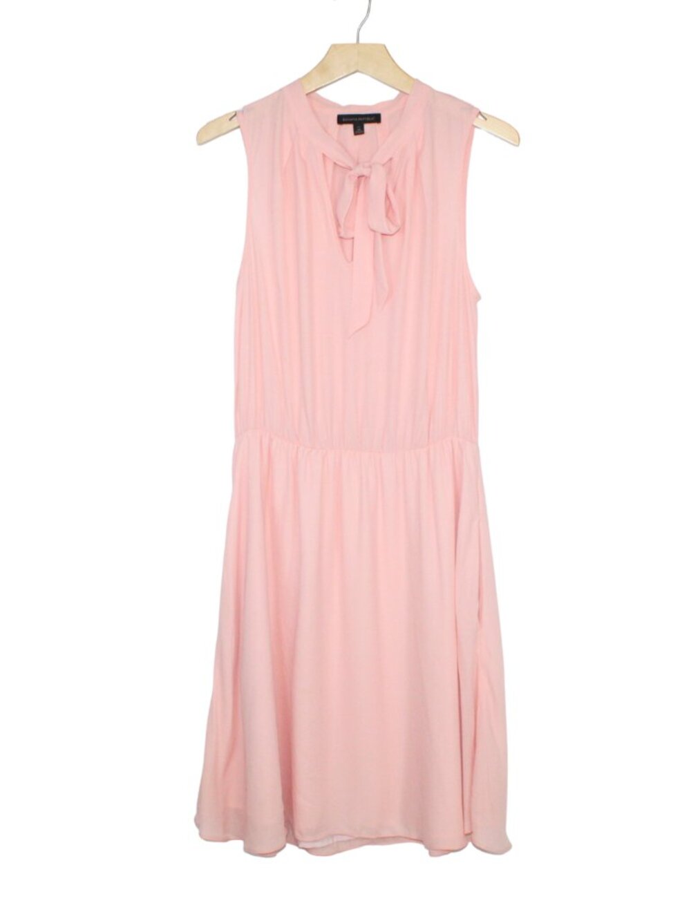 Banana Republic women's dress size M Tall pink tie neck sleeveless mini wedding